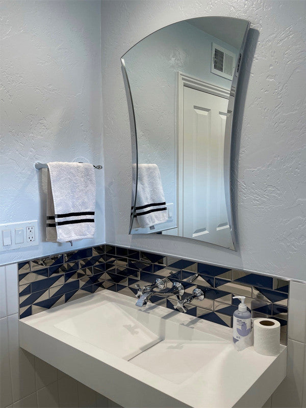 MIR Mosaics Monaco Series Glass Subway Tile Mosaic MNC-09MA Moneghetti Marine bathroom sink backsplash