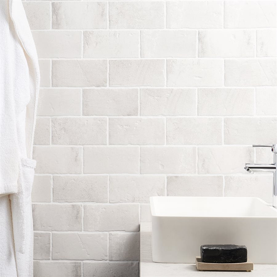 Malta White 4 x 8 Matte finish bathroom wall tile install