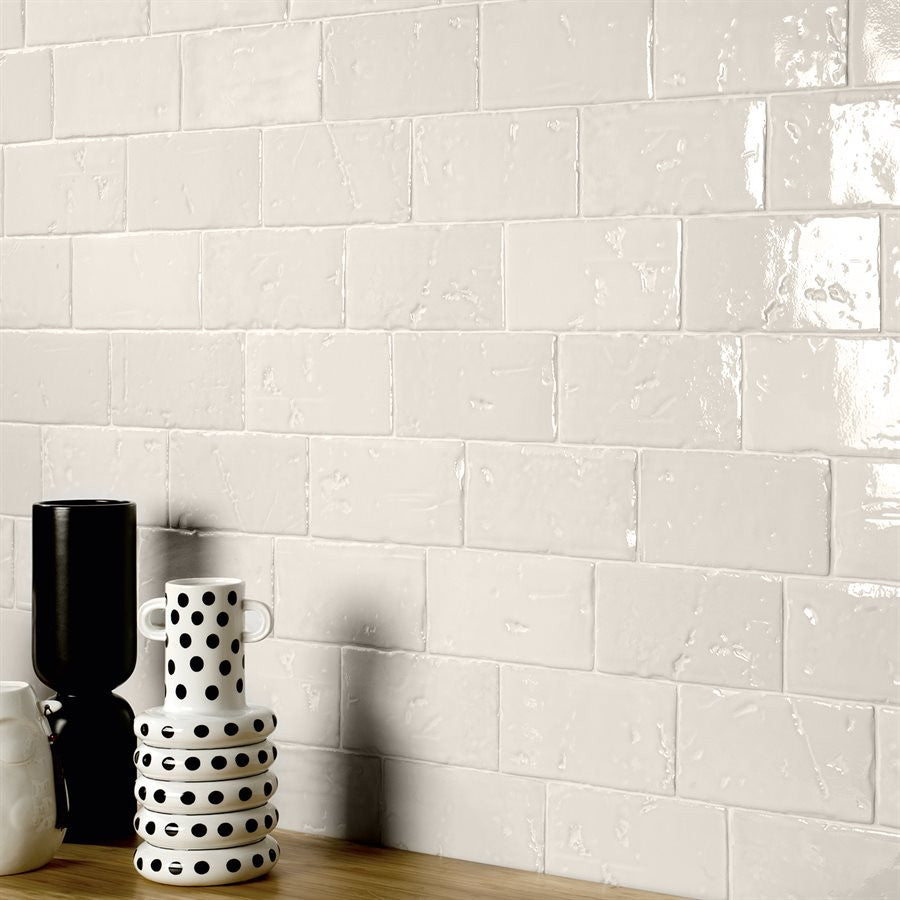 Malta White 4 x 8 Polished kitchen backsplash tile install