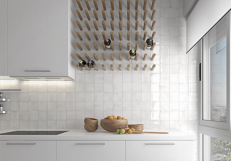 Manacor Collection 4 x 4 ceramic wall tile MAN-26919 White kitchen backsplash install