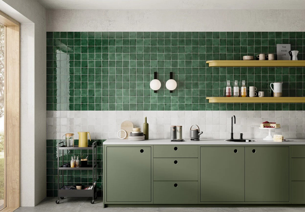 Marthas Manor 4 x 4 Zellige Look tile MMR-6064 Myrtle Grove wall tile install