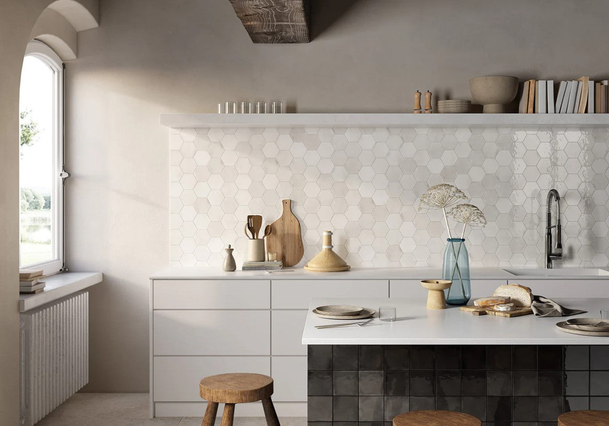 Marthas Manor 4 x 5 hexagon Zellige Look tile MMR-6071 wall tile install