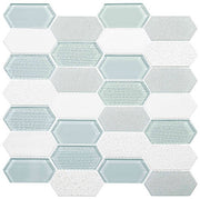 Modular Garden glass and stone elongated hexagon mosaic MLR-6043 Mint Cove
