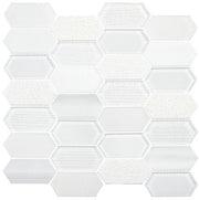 Modular Garden glass and stone elongated hexagon mosaic MLR-6041 Egret Field