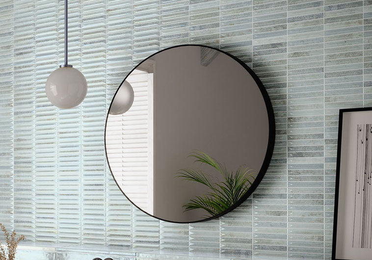 Modulette Collection MDL-1245 Abyssal 8 x 8 vanity backsplash installation photo