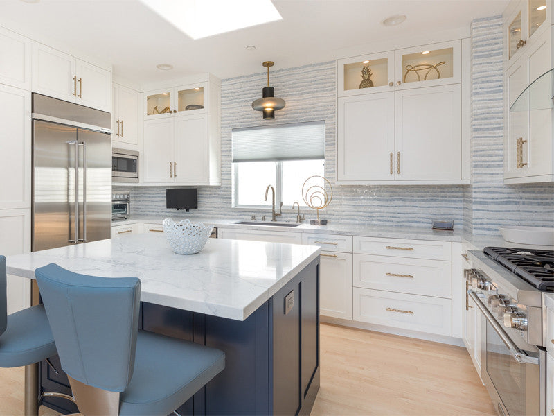 Mykonos Series MKN-16 Agios waterjet mosaic kitchen backsplash Tile install
