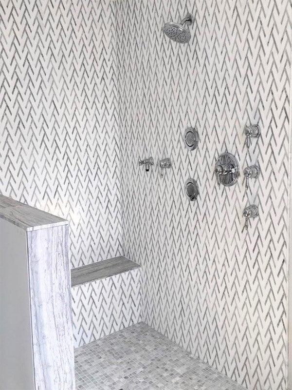 Mykonos Series MKN-01 Olympus Chevron mosaic Shower Tile Install