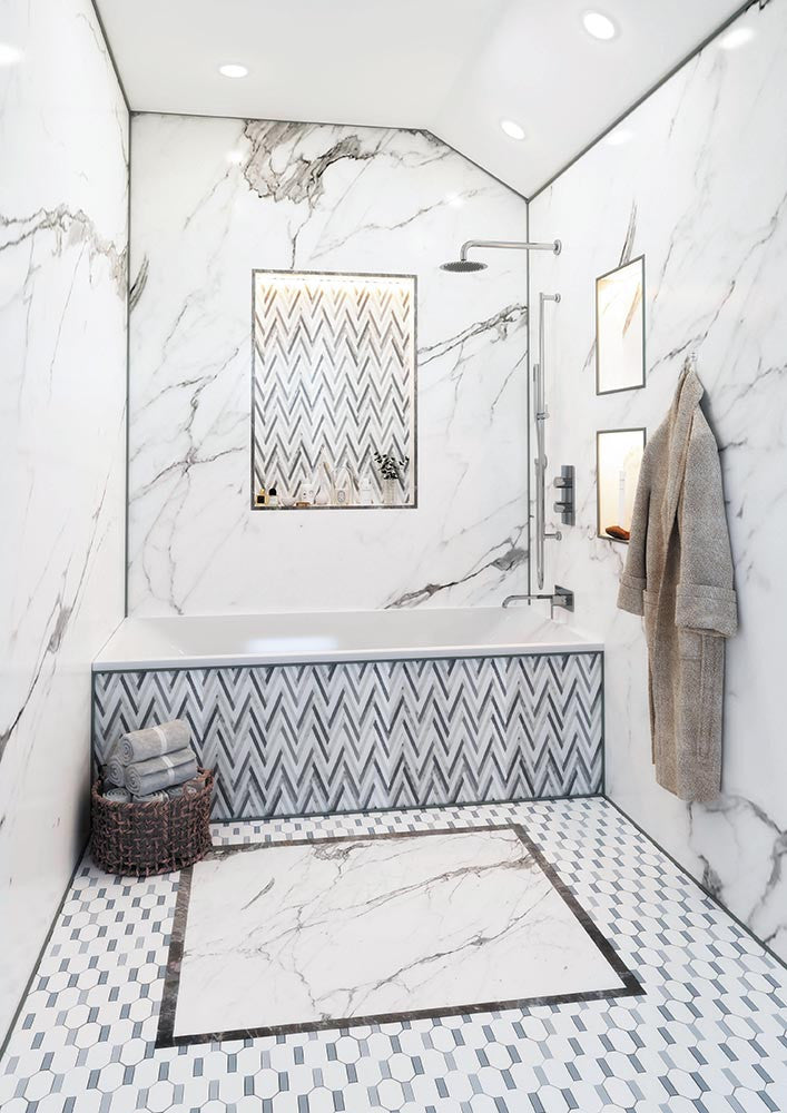 Mykonos Series MKN-04 Samos waterjet mosaic floor Tile install