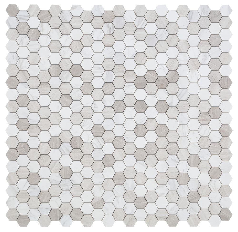 NB124 Volkas Haisa Marble Hexagon Mosaic 9 sheets together