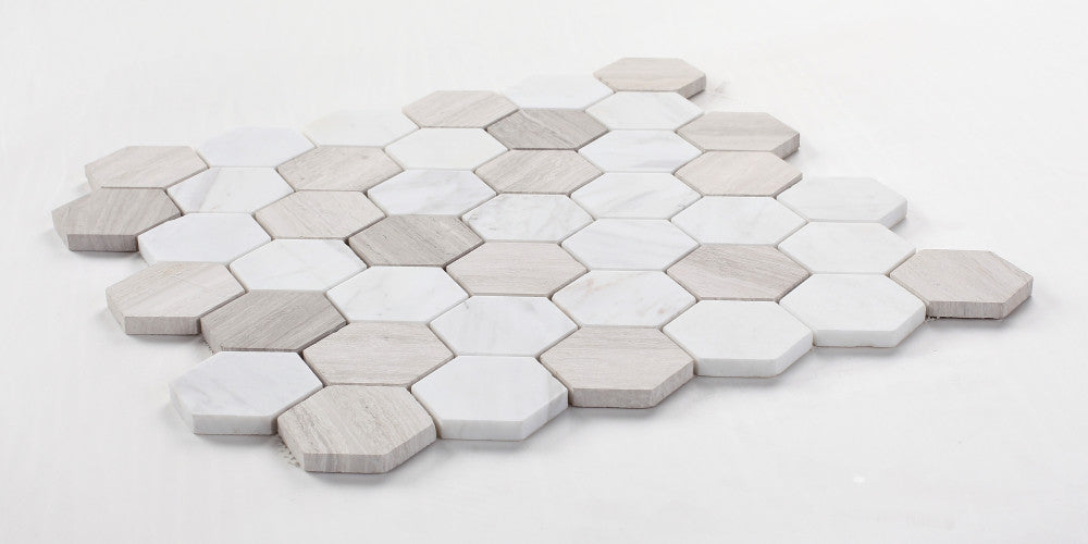 NB124 Volkas Haisa Marble Hexagon Mosaic Angle View