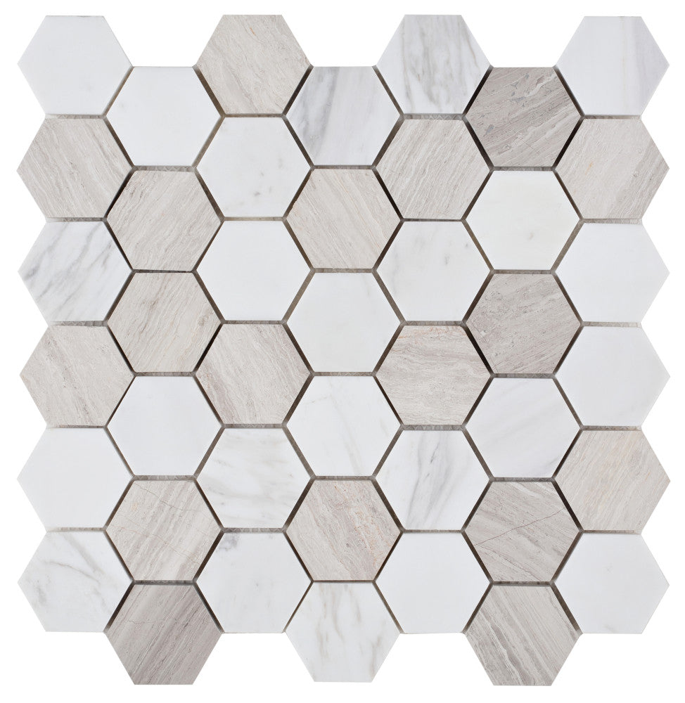 NB124 Volkas Haisa Marble Hexagon Mosaic