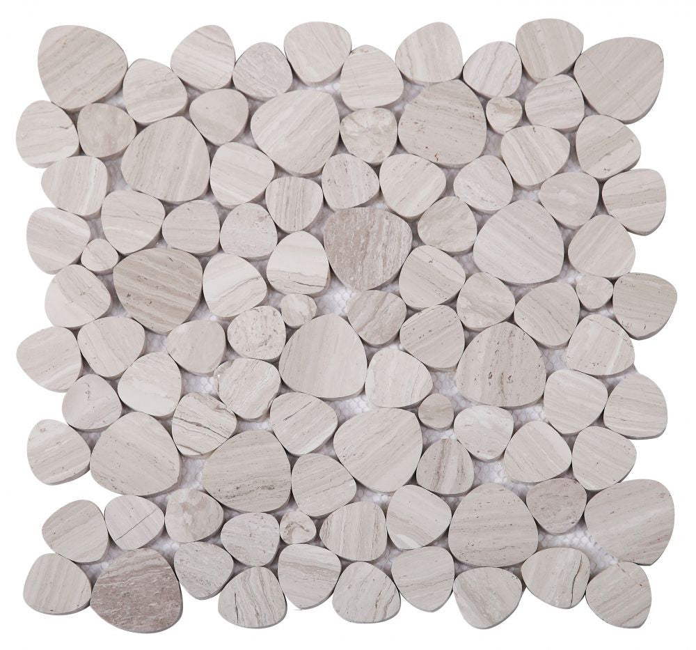 NB148 Sliced Pebble Grey Marble Mosaic Tile