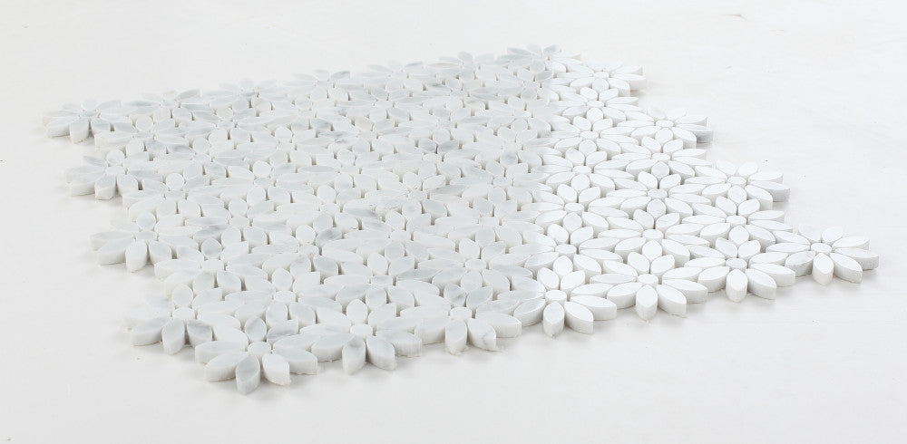 NB202 Wild Flower Carrara Marble Mosaic Tile Angle View