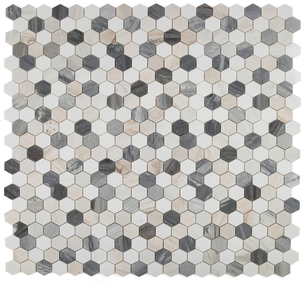NB3318 Beach 2 x 2 hexagon Marble Mosaic tile at BELK Tile 9 sheets together