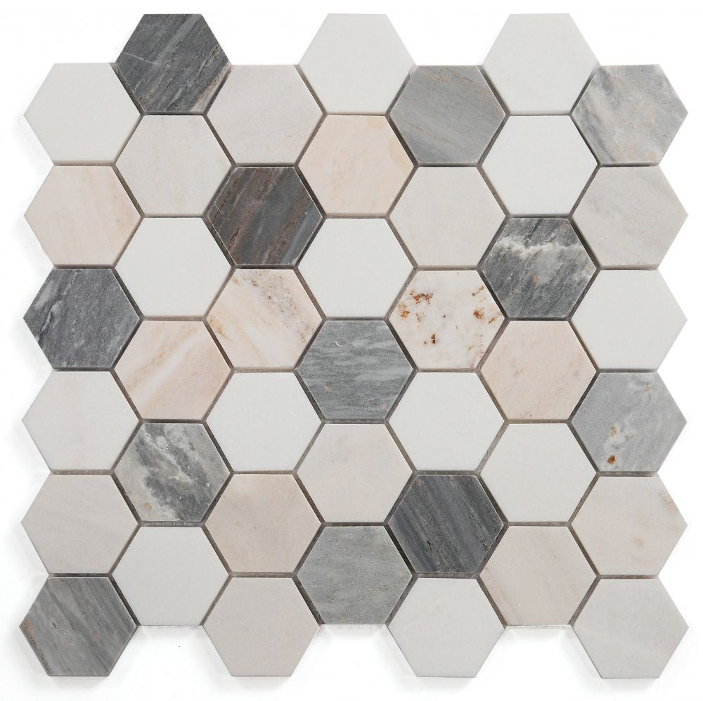 NB3318 Beach 2 x 2 hexagon Marble Mosaic tile at BELK Tile