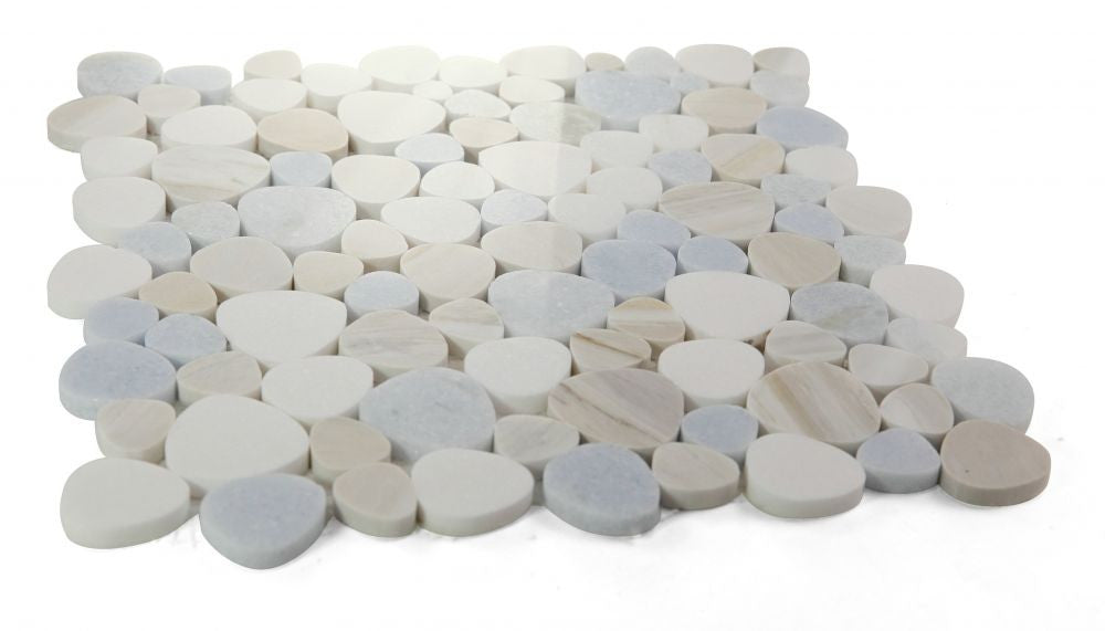 NB3506 Sliced Pebble Sky Marble Mosaic Tile Angle View