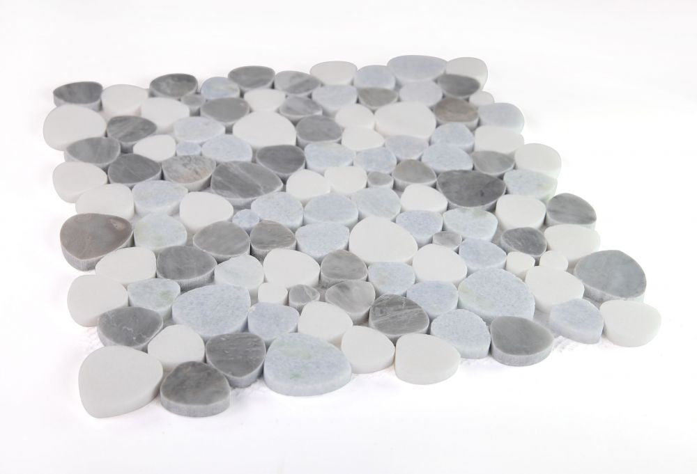 NB3636 Sliced Pebble Blue Ocean Marble Mosaic Angle View