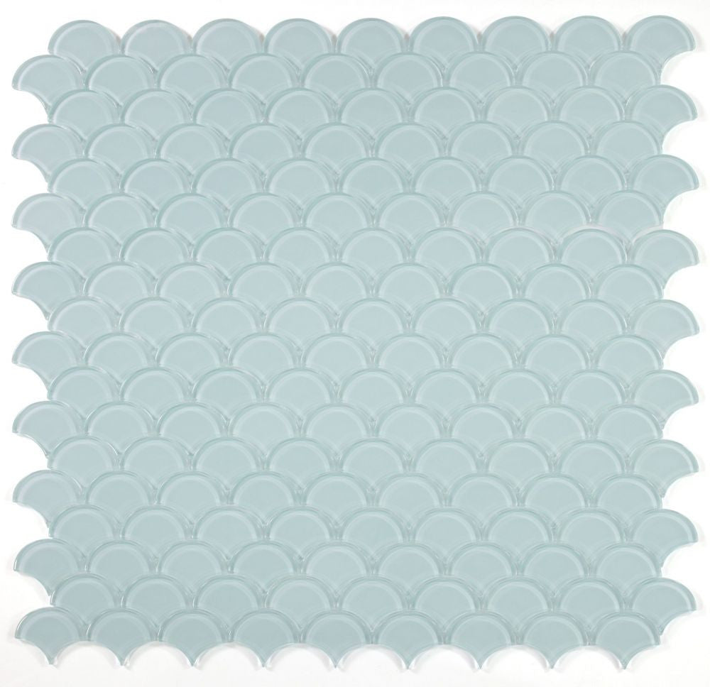 NB3670 Fish Scale Turquoise Glass Mosaic Tile 9 sheets together