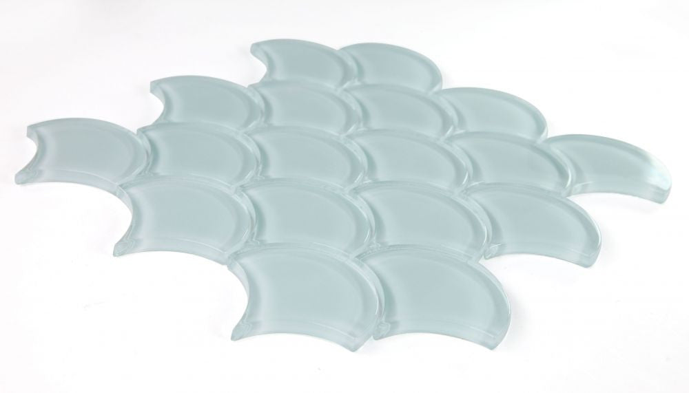 NB3670 Fish Scale Turquoise Glass Mosaic Tile Angle View