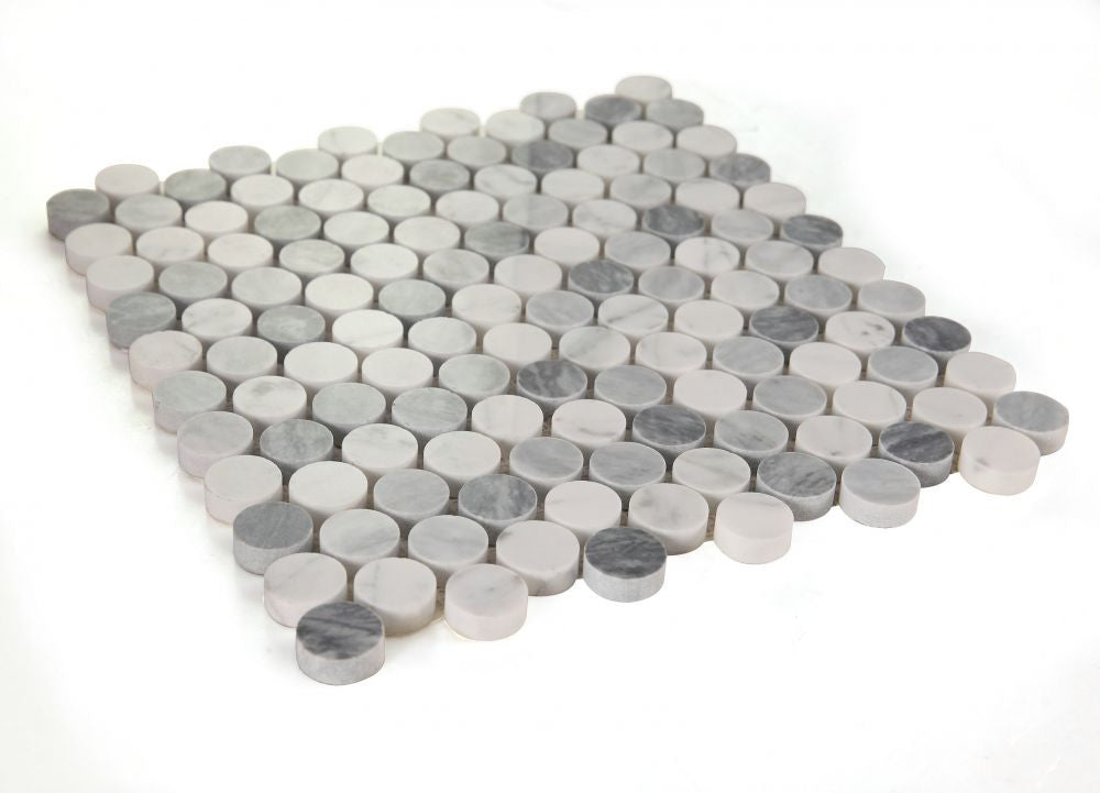 NB3688 Penny Round Marble Dusk Polished Full Sheet Angle View