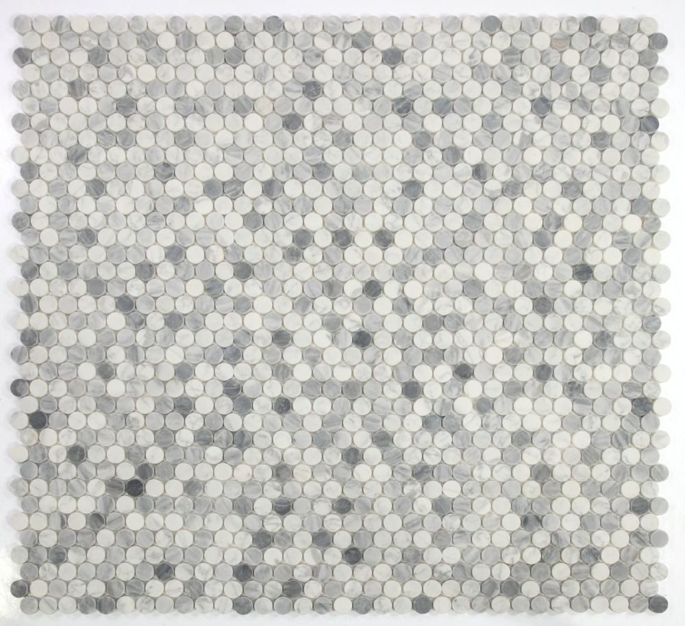 NB3690 Penny Round Marble Dusk Honed 9 sheets together