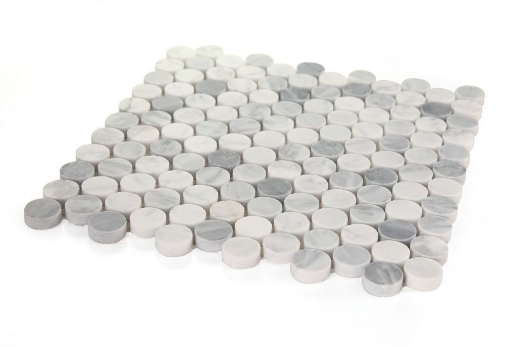 NB3690 Penny Round Marble Dusk Honed Full Sheet Angle View