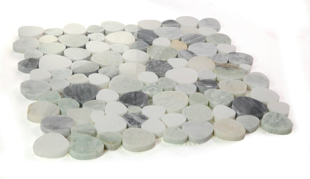 NB3696 Sliced Pebble Grassland Marble Mosaic Angle View