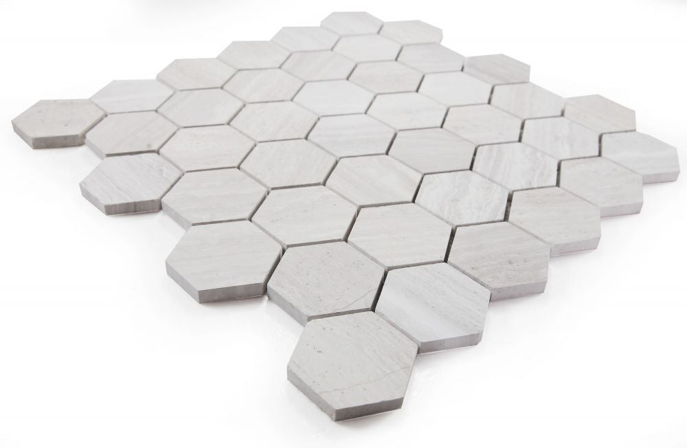 NB372 Wooden Grey 2 x 2 Honed Marble Mosaic tile Angle View