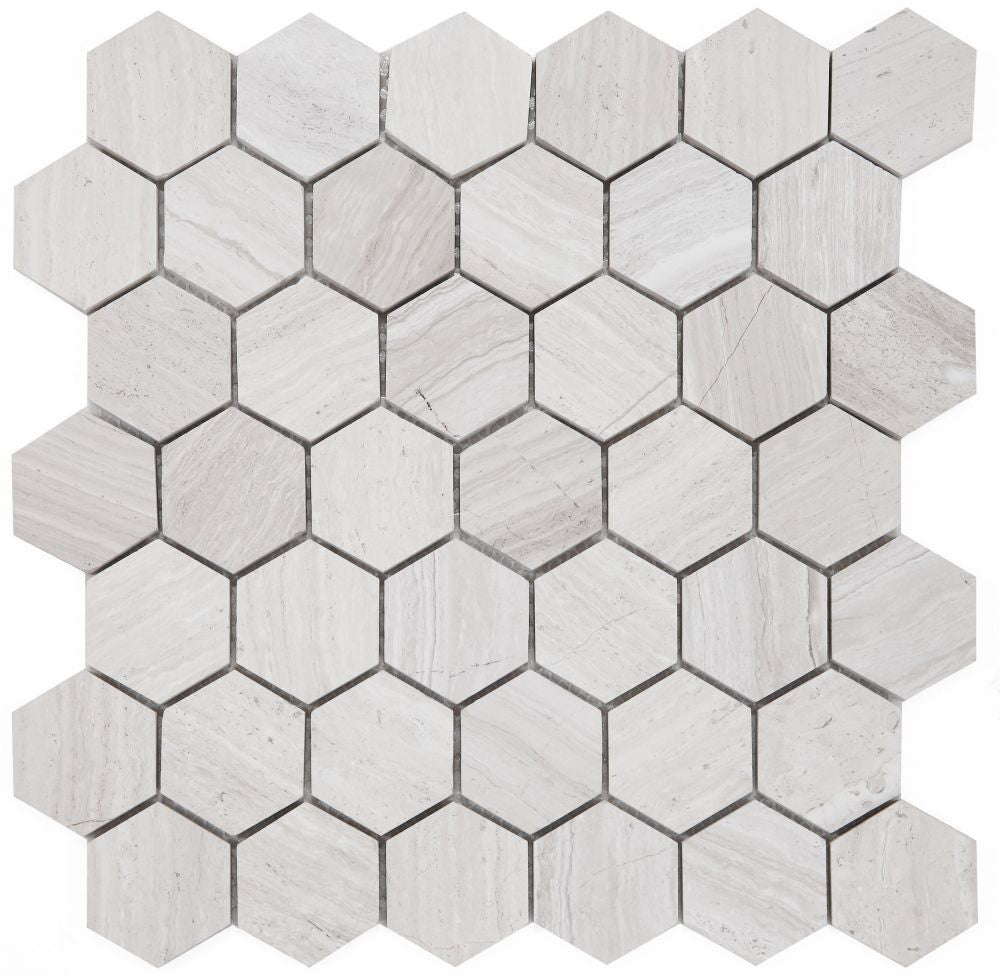 NB372 Wooden Grey 2 x 2 Honed Marble Mosaic tile