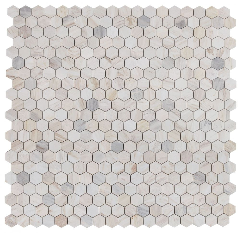 NB3730 Eurasian Honed 2 x 2 Hexagon Marble Mosaic 9 sheets together