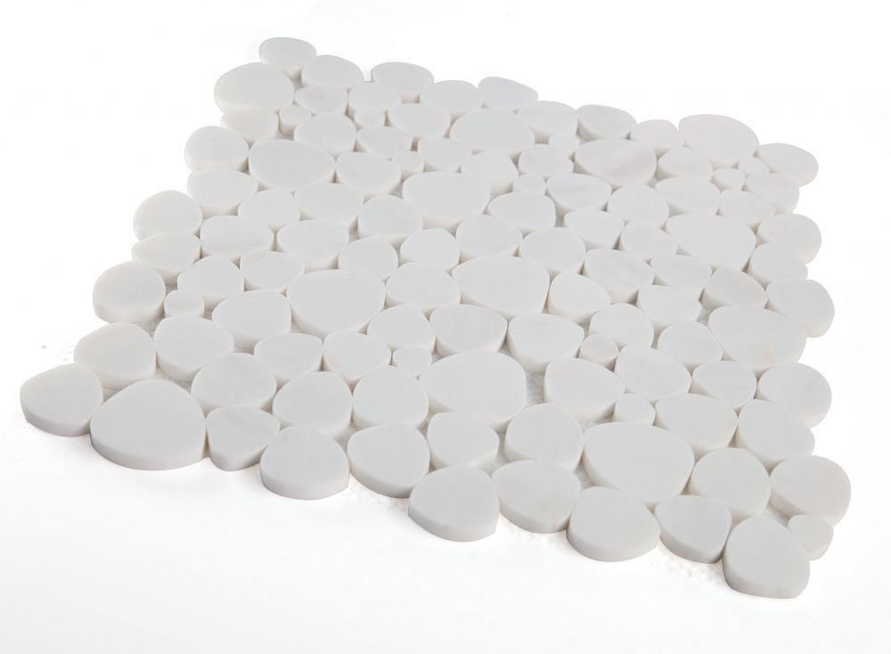 NB3768 Sliced Pebble Dolomite Honed Marble Mosaic Angle View