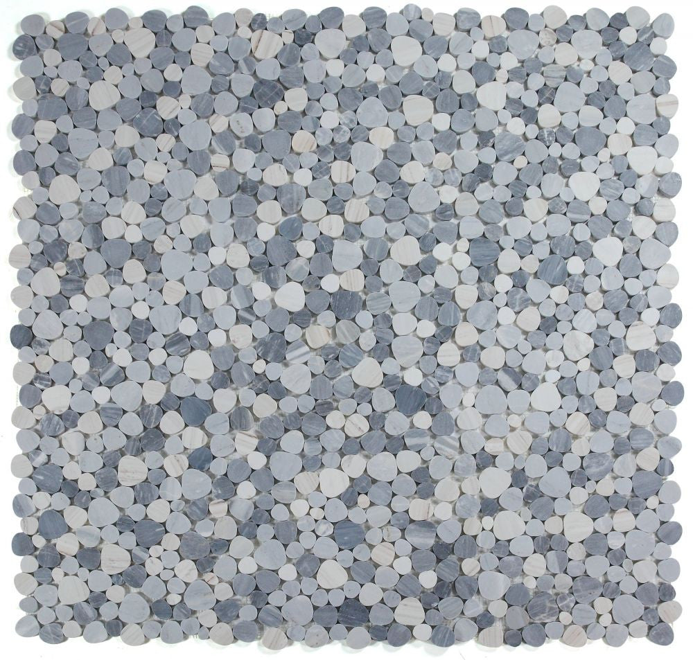 NB3793 Sliced Pebble Italian Blue Marble Mosaic 9 sheets together