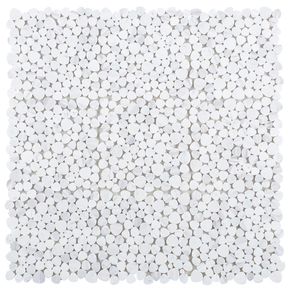 NB379 Slice Pebble White Marble Mosaic Tile 9 sheets together