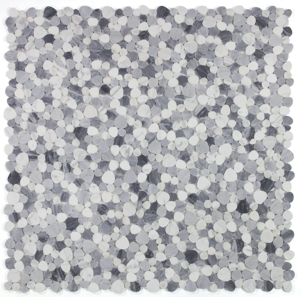 NB3882 Sliced Pebble Calacatta Grey Marble Mosaic Tile 9 sheets together