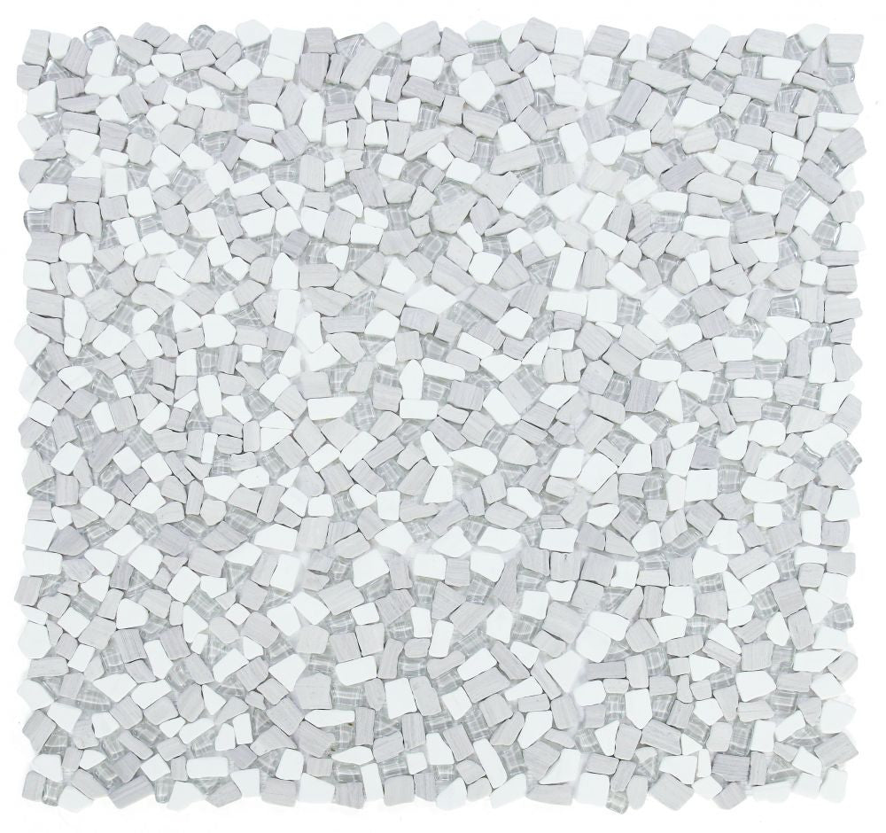 NB3887 Broken Pebble Loft Glass and Stone Mosaic 9 sheets together