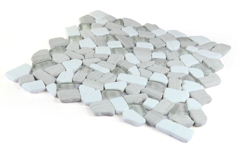 NB3887 Broken Pebble Loft Glass and Stone Mosaic Angle View