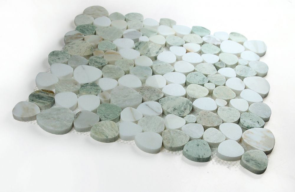 NB3912 Sliced Pebble Spring Marble Mosaic Tile Angle View