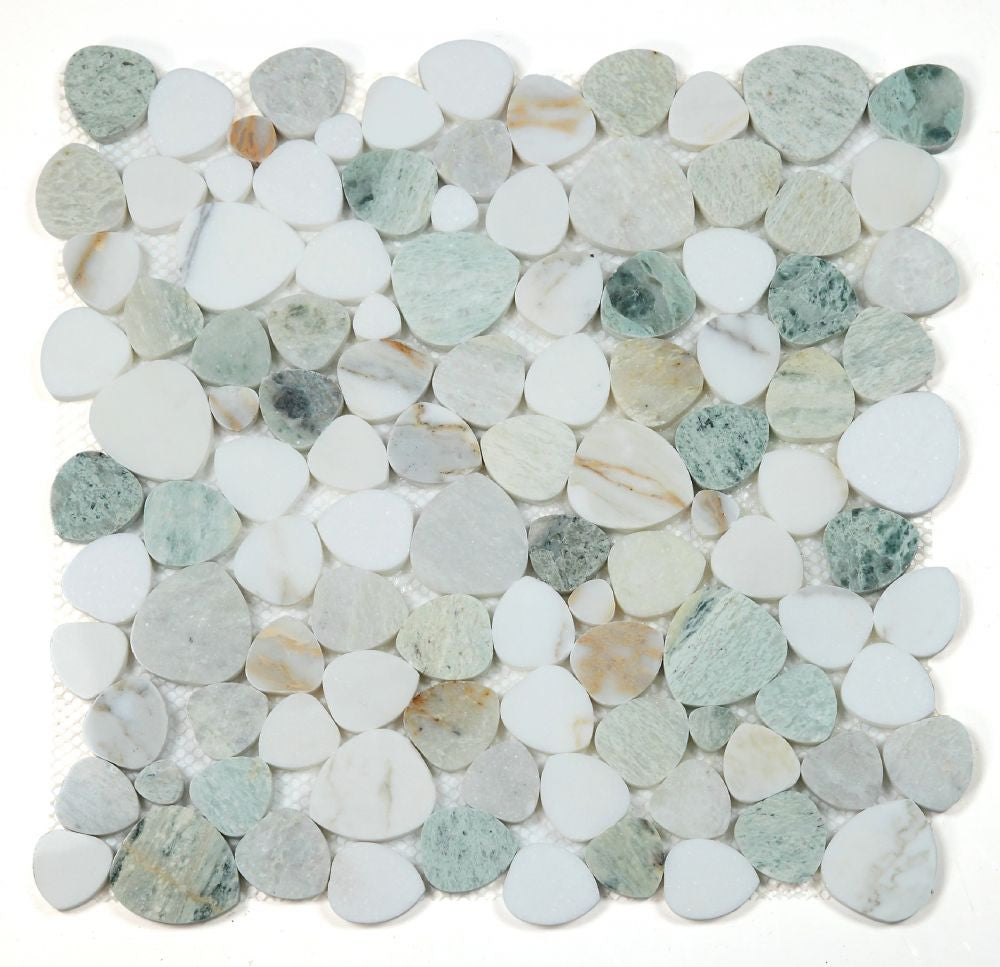 NB3912 Sliced Pebble Spring Marble Mosaic Tile
