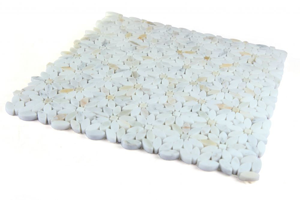 NB3915 Wild Flower Calacatta Gold Marble Mosaic Tile Angle View