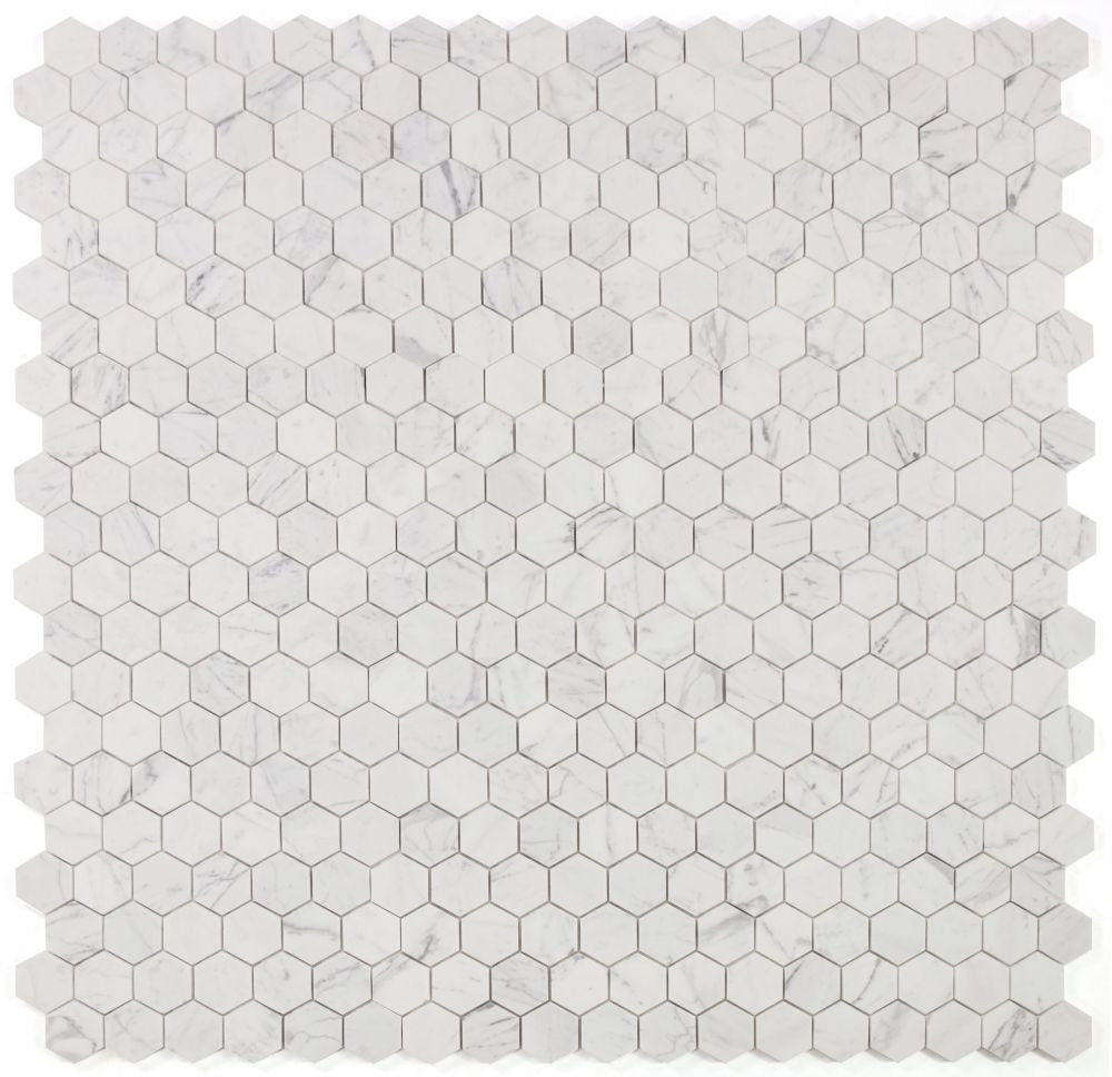 NB3917 Calacatta White Honed 2 x 2 Hexagon Marble Mosaic 9 sheets together