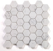 NB3917 Calacatta White Honed 2 x 2 Hexagon Marble Mosaic