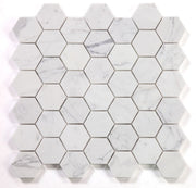NB3918 Calacatta White Polished 2 x 2 Hexagon Marble Mosaic at BELK Tile
