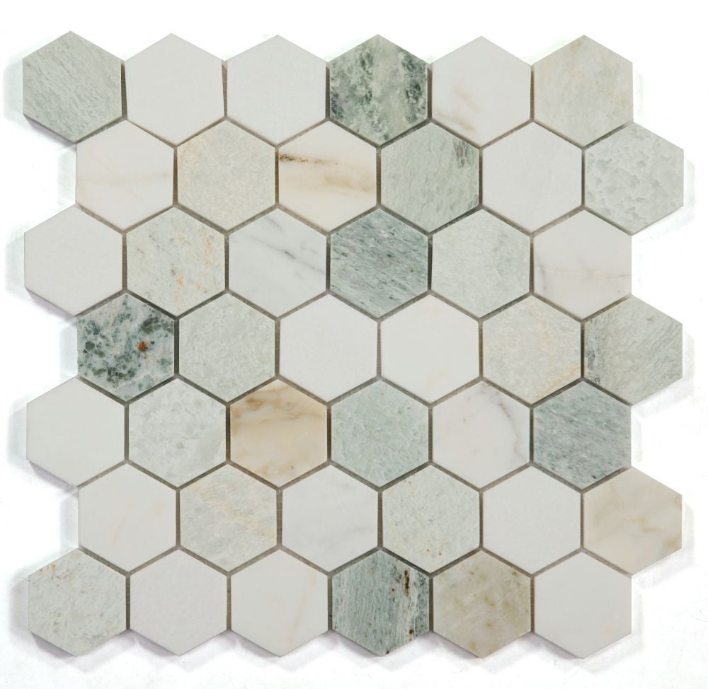 NB3923 Spring 2 x 2 Hexagon Marble Mosaic at BELK Tile