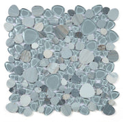 NB3925 Blue Glass and Stone Pebble Mosaic Tile