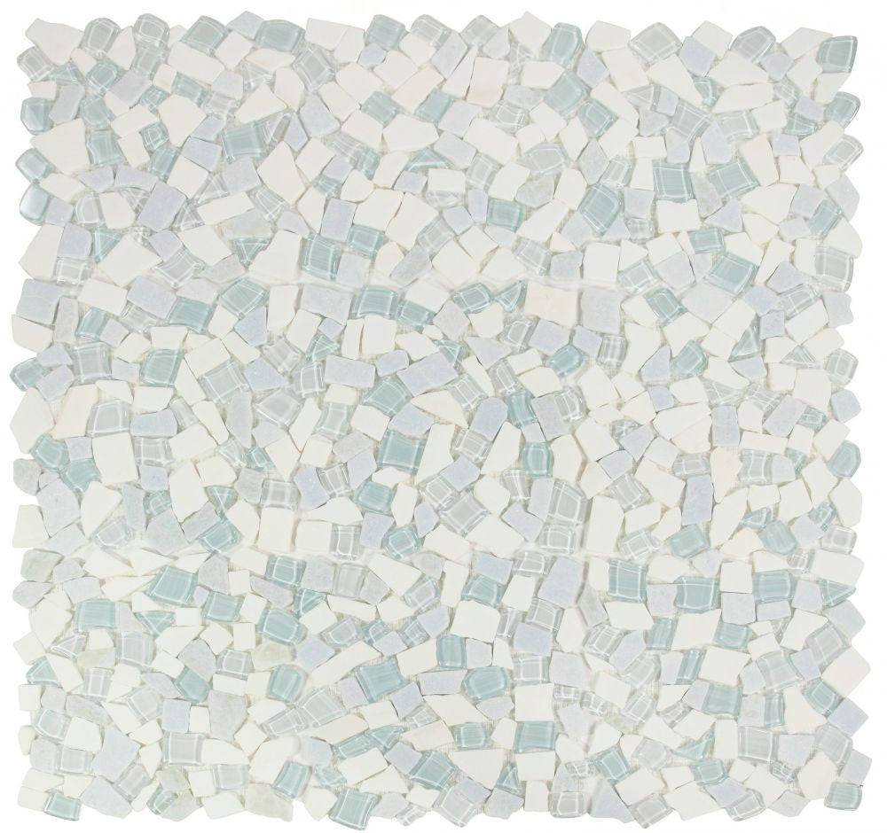 NB3929 Broken Pebble Sky glass and stone mosaic 9 sheets together