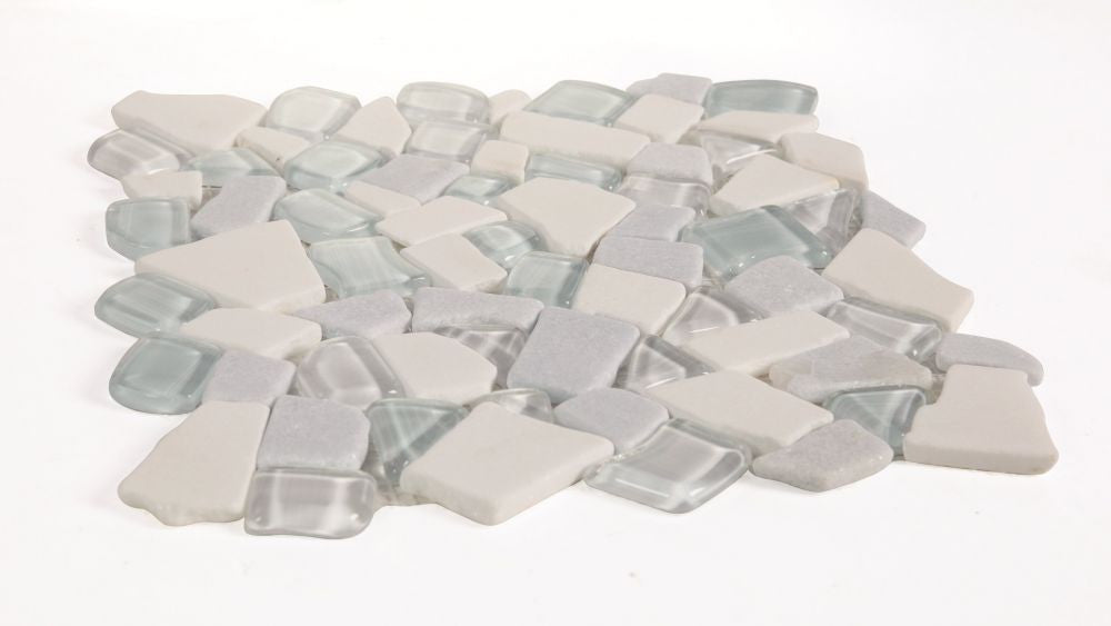 NB3929 Broken Pebble Sky glass and stone mosaic Angle View