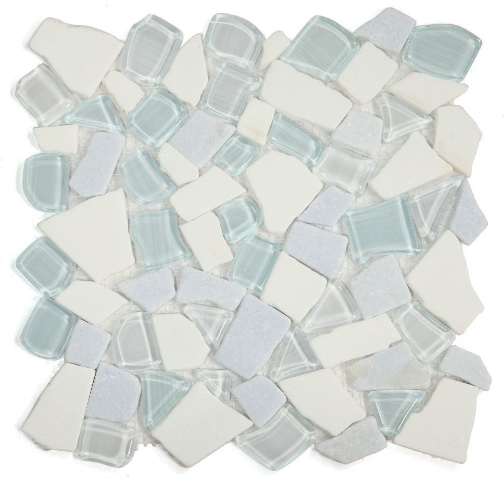NB3929 Broken Pebble Sky glass and stone mosaic