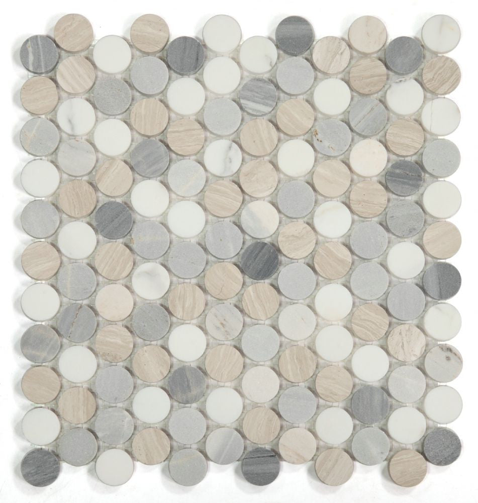 NB3930 Blue Penny Round Marble Mosaic at BELK Tile
