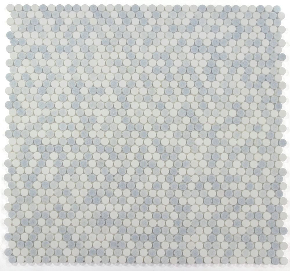 NB3931 Penny Round Marble Crystal Ocean Mosaic 9 sheets together