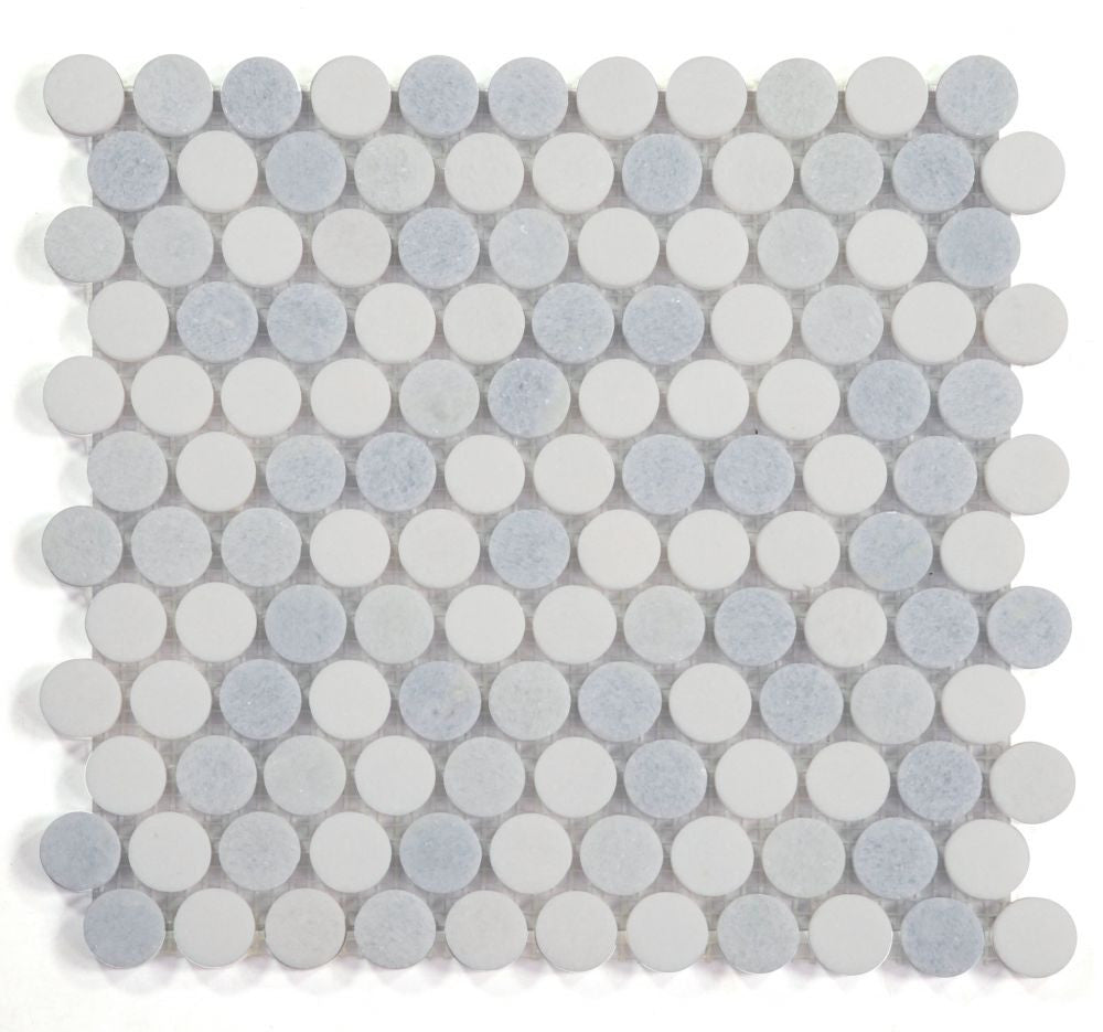 NB3931 Penny Round Marble Crystal Ocean Mosaic